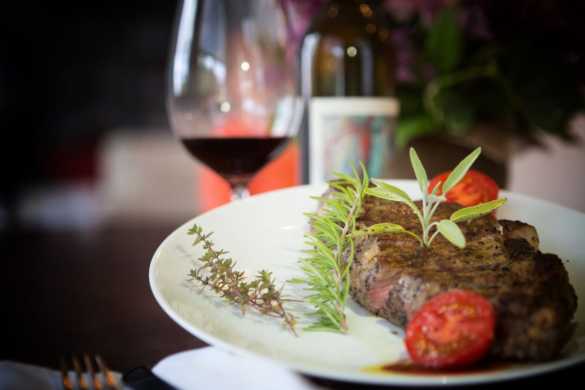 What is new york strip steak and wine